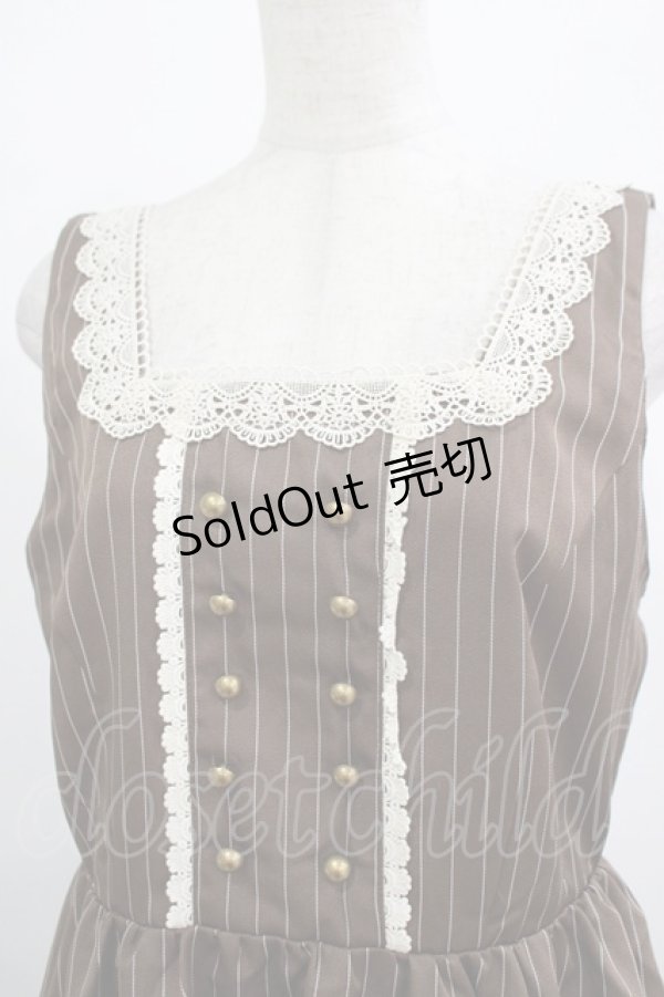 画像4: m petit by misako / TT*AOKストライプジャンパースカート LL ブラウン H-25-12-13-1014-LO-OP-NS-ZH (4)