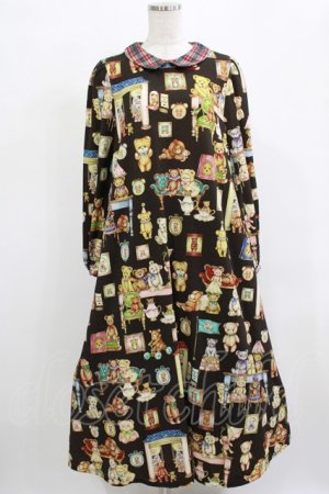画像: yukiemon / ベア部屋柄ワンピース M ブラウン H-25-12-13-1017-LO-OP-NS-ZH