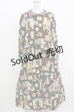 画像: yukiemon / ベア部屋柄ワンピース M ブラウン H-25-12-13-1017-LO-OP-NS-ZH