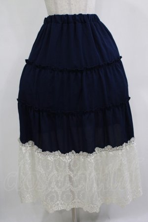 画像: axes femme / 裾レースティアードスカート M ネイビー H-25-12-13-1019-AX-SK-NS-ZH