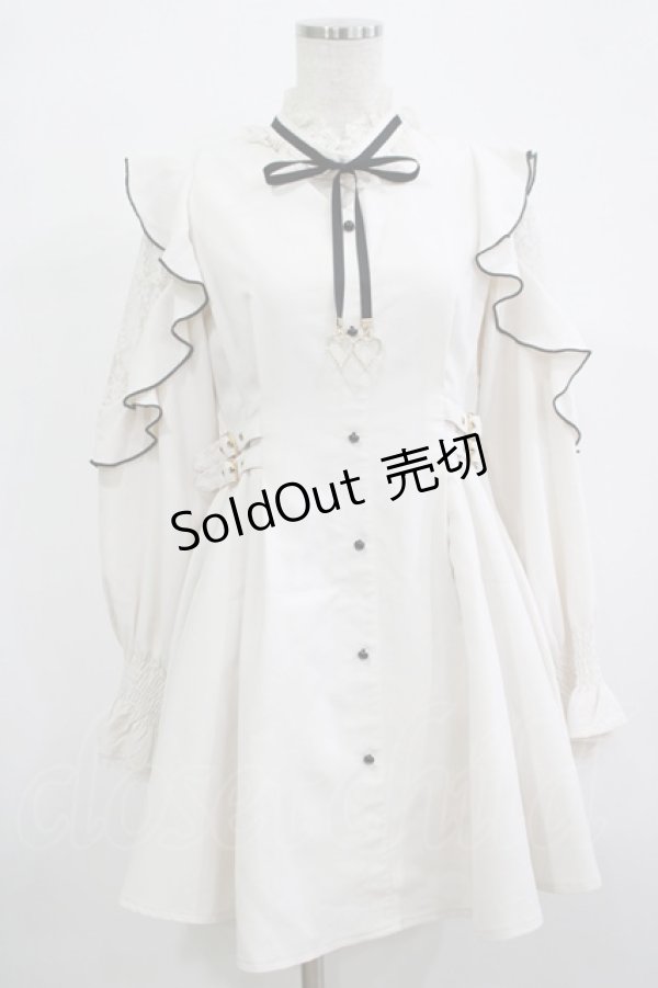 画像1: Rojita / ハートチャーム肩透かしラッフルワンピース Free  H-25-12-13-1024-LO-OP-NS-ZH (1)