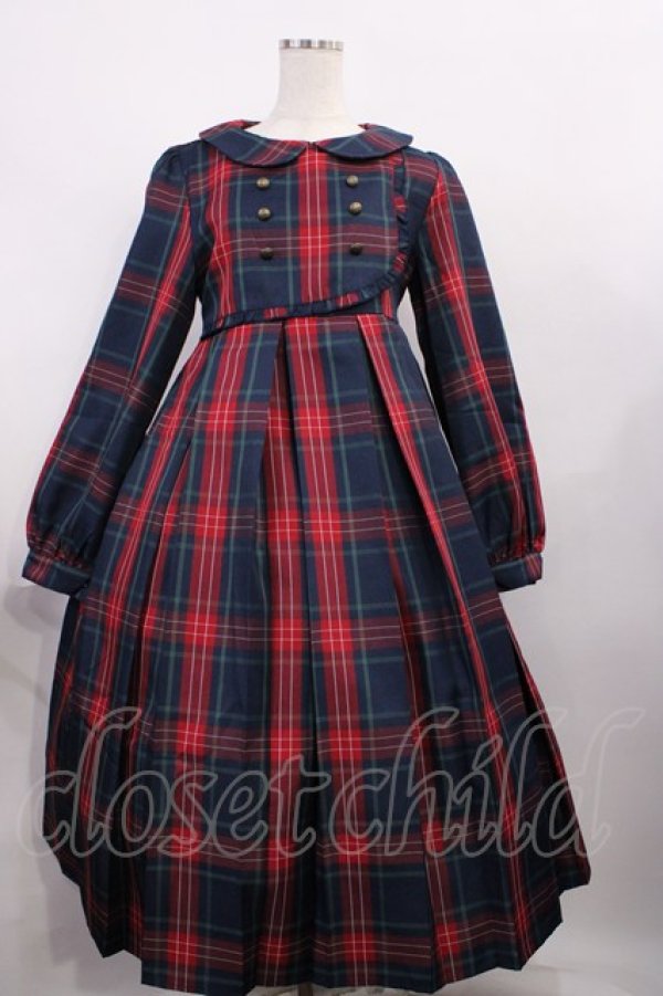 画像1: FLC / MINA*タータンチェックワンピース M グリーン H-25-12-14-005-LO-OP-NS-ZH (1)