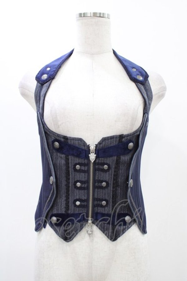 画像1: Ozz oneste / ナポレオン風ホルタービスチェ  ネイビー H-25-12-14-1033-OO-TO-KB-ZH (1)