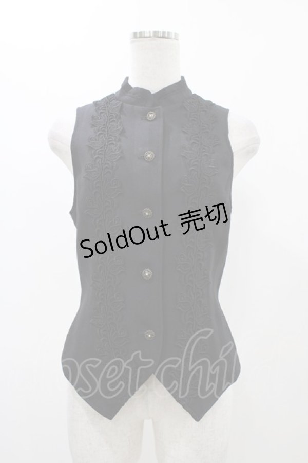 画像1: MIHO MATSUDA / スタンドカラーベスト  ブラック H-25-12-14-1034-GO-TO-KB-ZH (1)