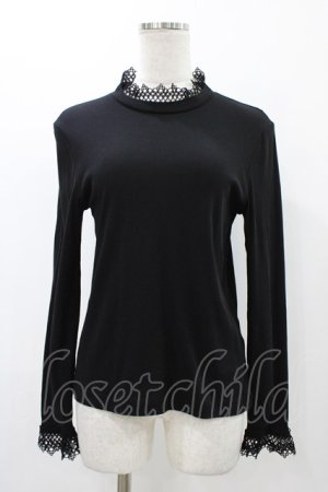 画像: Jane Marple / ウルティマフライスドイリーレーストリムプルオーバー  ブラック H-25-12-14-1036-JM-TO-KB-ZH