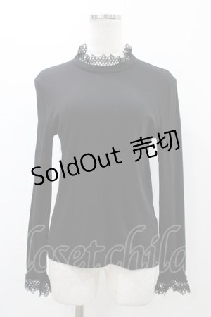 画像: Jane Marple / ウルティマフライスドイリーレーストリムプルオーバー  ブラック H-25-12-14-1036-JM-TO-KB-ZH