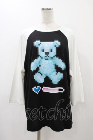 画像: LISTEN FLAVOR / 8bitベアラグラントップス  ブラック×ホワイト H-25-12-14-1041-PU-TO-KB-ZH