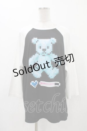 画像: LISTEN FLAVOR / 8bitベアラグラントップス  ブラック×ホワイト H-25-12-14-1041-PU-TO-KB-ZH