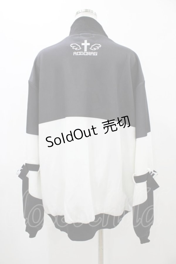 画像2: ACDC RAG / ドットネコジャージジャケット  ブラック×ホワイト H-25-12-14-1051-PU-JA-KB-ZH (2)