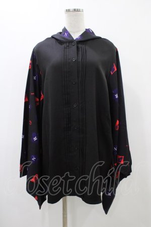 画像: NieR Clothing / 着物風袖フードシャツ  黒 H-25-12-14-1054-PU-BL-KB-ZH