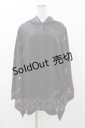 画像: NieR CLOTHING / 着物風袖フードシャツ  黒 H-25-12-14-1054-PU-BL-KB-ZH