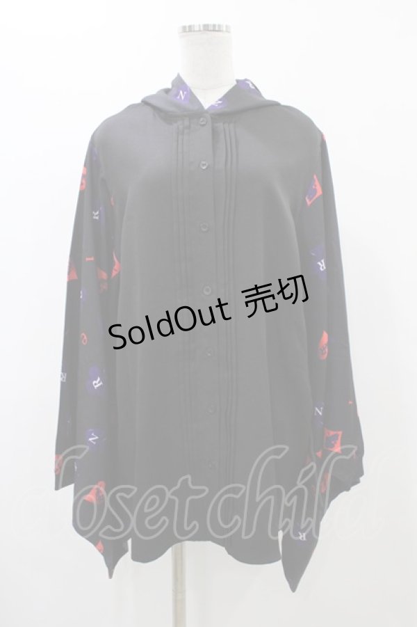 画像1: NieR CLOTHING / 着物風袖フードシャツ  黒 H-25-12-14-1054-PU-BL-KB-ZH (1)