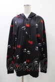 画像1: NieR Clothing / 総柄フードカーディガン  黒 H-25-12-14-1055-PU-TO-KB-ZH (1)