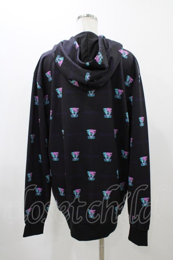 画像2: NieR Clothing / 総柄フードカーディガン  黒 H-25-12-14-1056-PU-TO-KB-ZH (2)