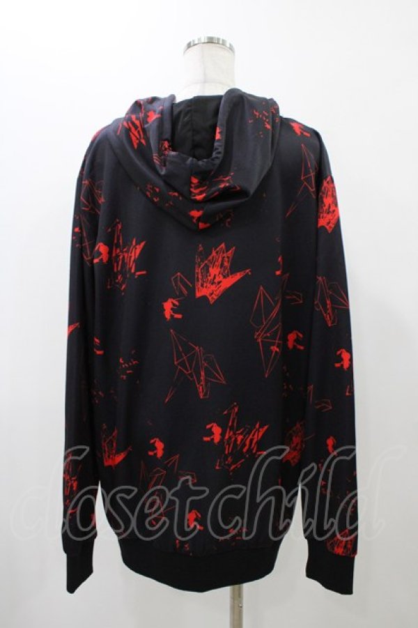 画像2: NieR Clothing / 総柄ZIPパーカー  黒×赤 H-25-12-14-1059-PU-TO-KB-ZH (2)