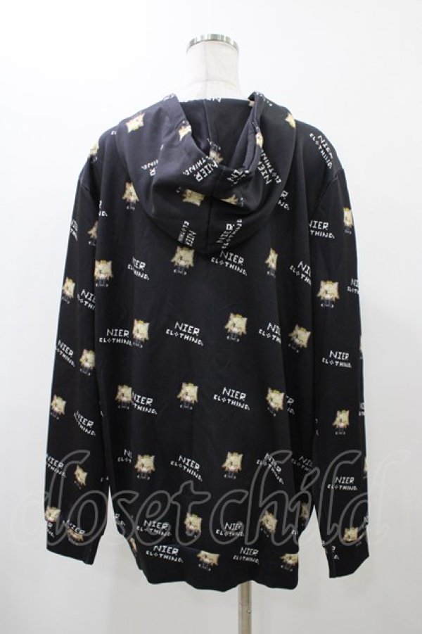画像2: NieR Clothing / 総柄ZIPパーカー  黒 H-25-12-14-1060-PU-TO-KB-ZH (2)