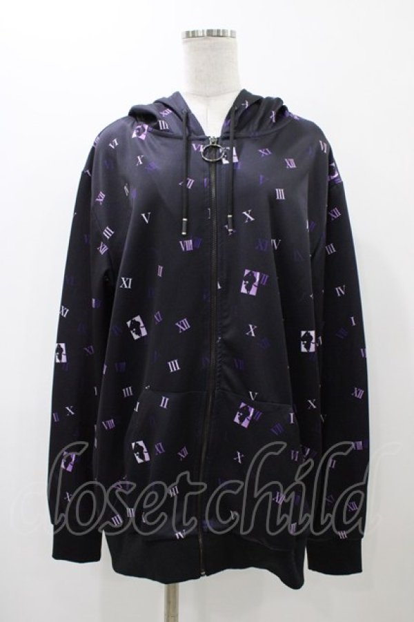 画像1: NieR Clothing / 総柄ZIPパーカー  黒×紫 H-25-12-14-1062-PU-TO-KB-ZH (1)