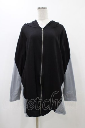 画像: Drug Honey / 配色ZIPパーカー  黒×グレー H-25-12-14-1063-PU-TO-KB-ZH