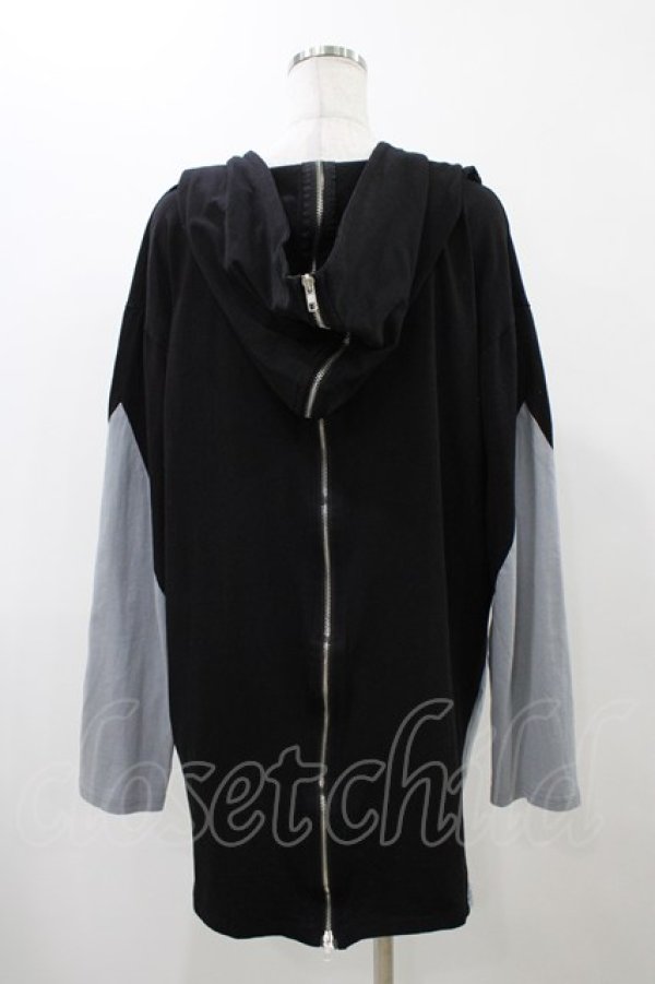 画像2: Drug Honey / 配色ZIPパーカー  黒×グレー H-25-12-14-1063-PU-TO-KB-ZH (2)