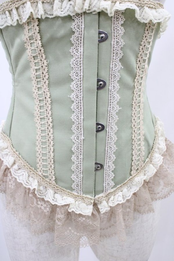 画像4: PrivateSquare. / 『an[TEA]que』ショートコルセット  グリーン H-25-12-14-1007-LO-ZA-KB-ZH (4)