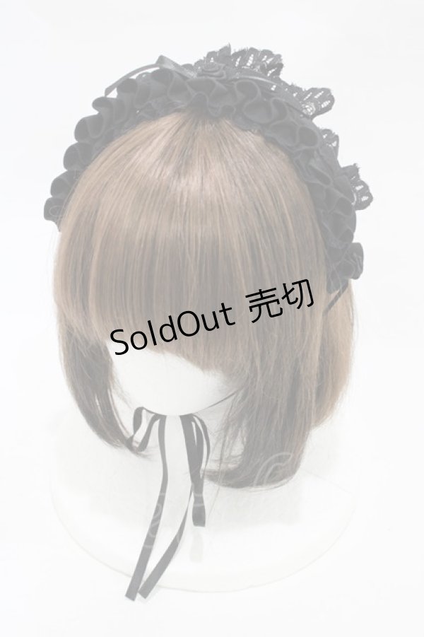 画像1: MARBLE / 2WAYサテンバラ付きタックプリーツチョーカー/ヘッドドレス  ブラック×ブラック H-25-12-14-1002-GO-AC-KB-ZH (1)