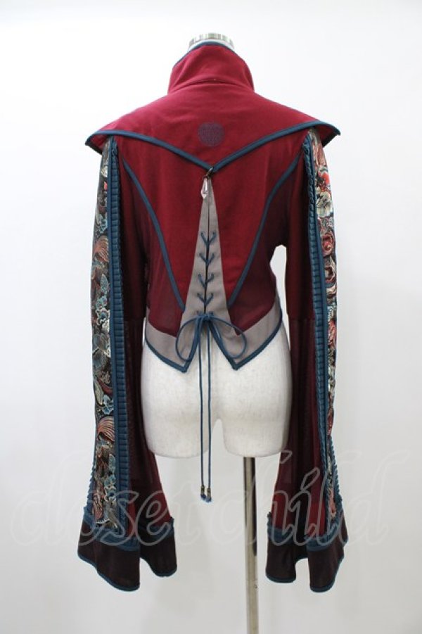 画像2: Ozz oneste / ジャガード切替ZIPジャケット  ボルドー H-25-12-14-1017-OO-JA-KB-ZH (2)