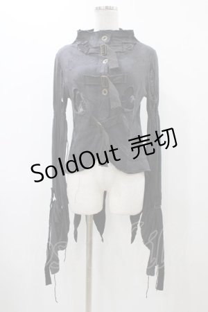 画像: DARK RED  RUM / ダメージ燕尾カーディガン  グレー H-25-12-14-1018-HN-TO-KB-ZH