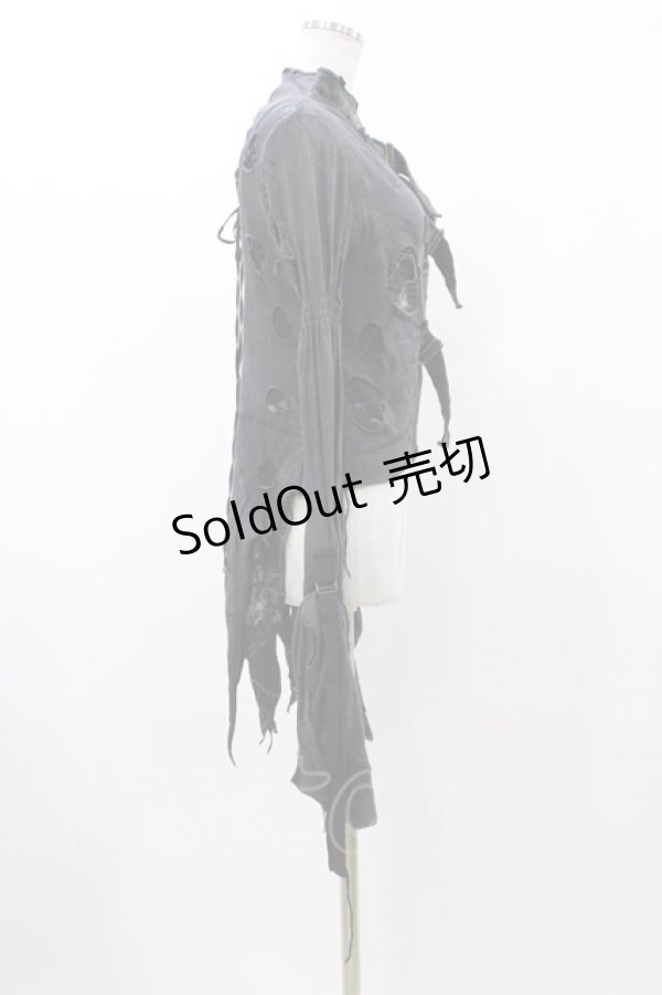 画像3: DARK RED  RUM / ダメージ燕尾カーディガン  グレー H-25-12-14-1018-HN-TO-KB-ZH (3)