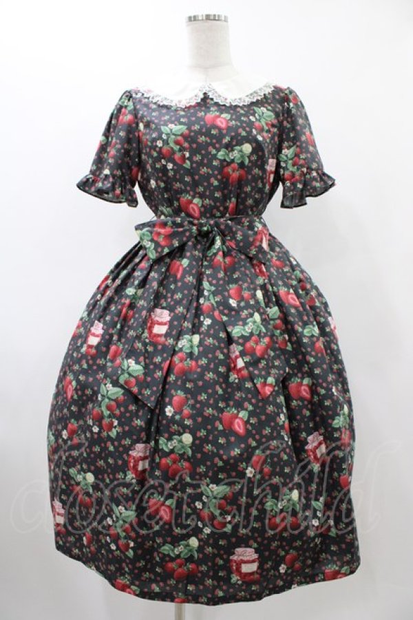 画像1: Melody BasKet / Strawberry jam丸襟ワンピース M ブラック H-25-12-14-1021-LO-OP-KB-ZH (1)