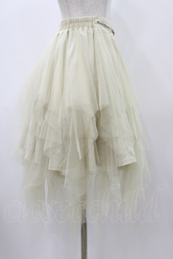 画像3: OZZ ANGELO / チュールイレギュラースカート  アイボリー H-25-12-14-1027-OO-SK-KB-ZH (3)