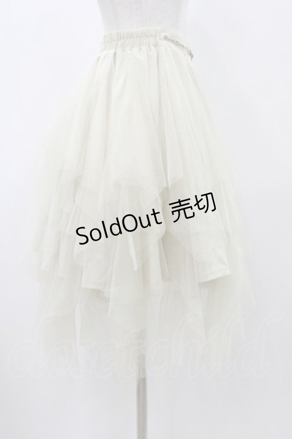 画像3: OZZ ANGELO / チュールイレギュラースカート  アイボリー H-25-12-14-1027-OO-SK-KB-ZH (3)
