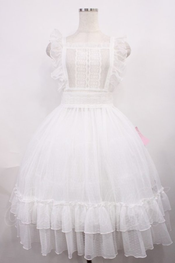 画像1: Chalmiere / ドットチュールエプロン M ホワイト H-25-12-14-011-LO-OP-NS-ZH (1)