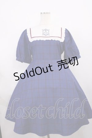 画像: Amavel / 紅茶缶ラベルスクエアヨークチェックワンピース Free ブルー H-25-12-14-015-CA-OP-NS-ZH