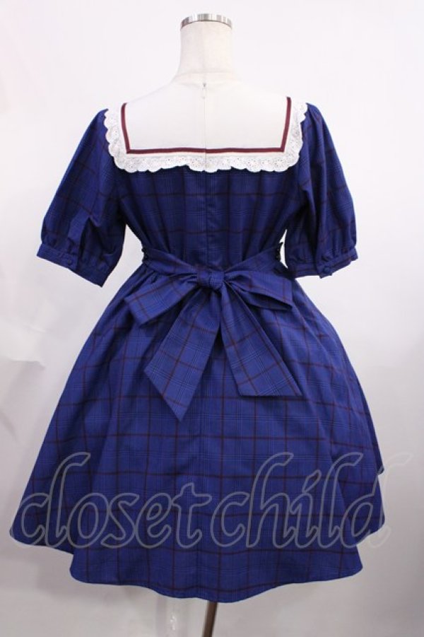 画像2: Amavel / 紅茶缶ラベルスクエアヨークチェックワンピース Free ブルー H-25-12-14-015-CA-OP-NS-ZH (2)