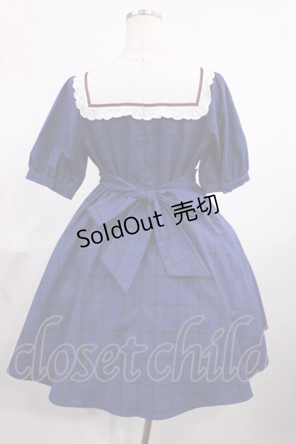 画像2: Amavel / 紅茶缶ラベルスクエアヨークチェックワンピース Free ブルー H-25-12-14-015-CA-OP-NS-ZH (2)