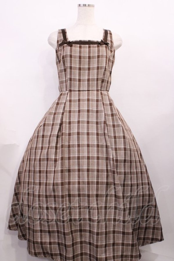 画像1: m petit by misako / AMCHKスクエアネックジャンパースカート M ブラウン H-25-12-14-002-LO-OP-NS-ZH (1)