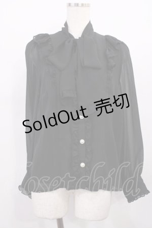 画像: DearMyLove / フリルボウタイリボンシフォンブラウス LL ブラック H-25-12-14-025-EL-BL-NS-ZH