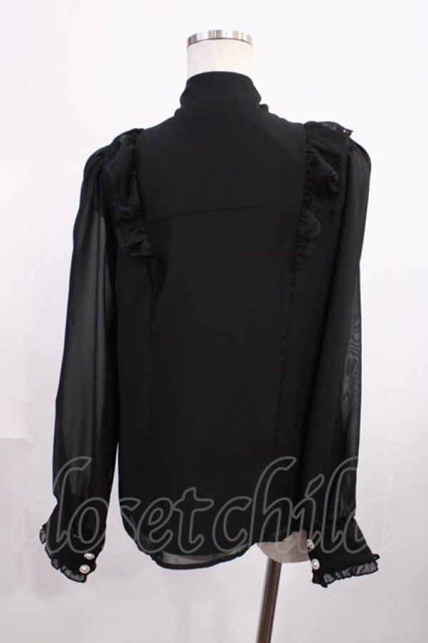 画像2: DearMyLove / フリルボウタイリボンシフォンブラウス LL ブラック H-25-12-14-025-EL-BL-NS-ZH (2)