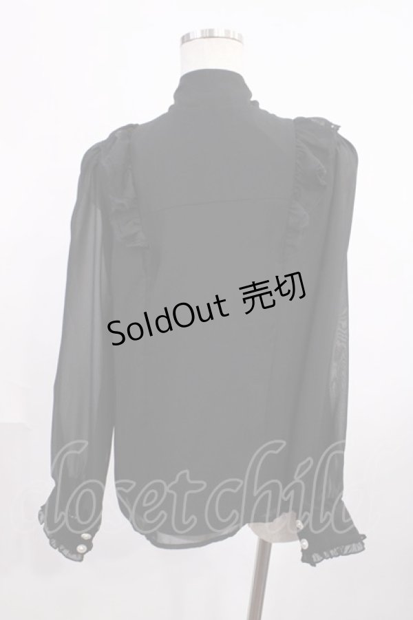 画像2: DearMyLove / フリルボウタイリボンシフォンブラウス LL ブラック H-25-12-14-025-EL-BL-NS-ZH (2)