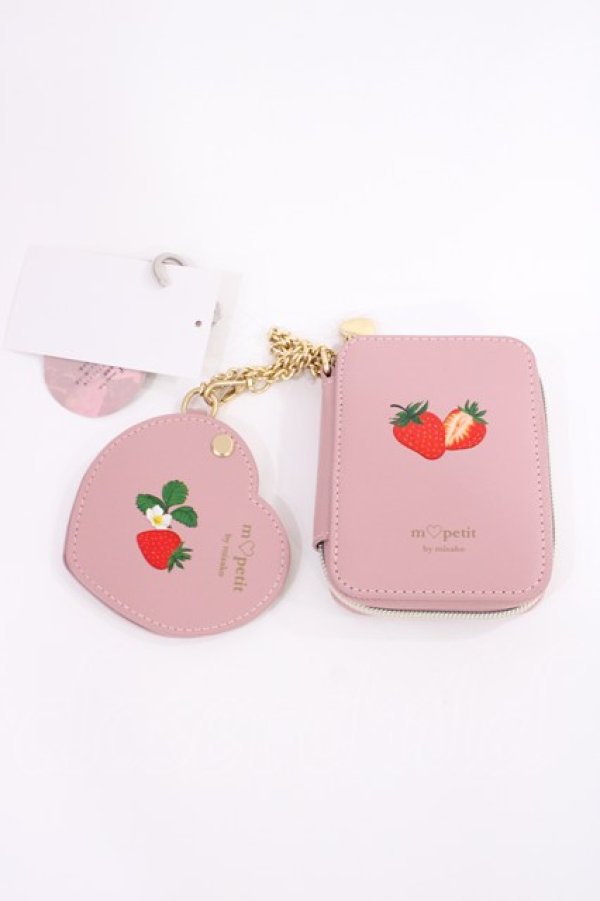 画像1: m petit by misako / AMハートミラーツキポーチ  ピンク H-25-12-14-035-LO-ZA-NS-ZH (1)