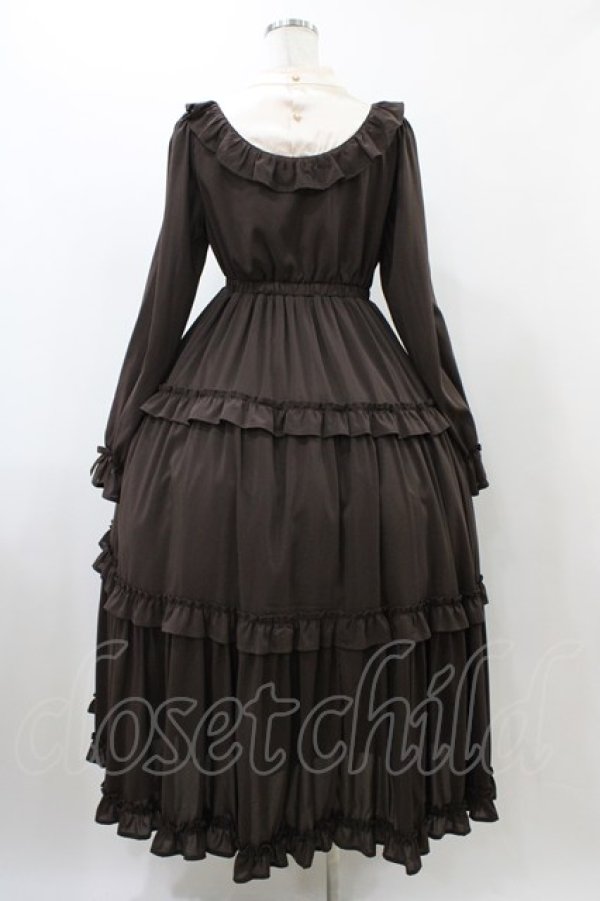 画像2: axes femme kawaii / クラシカルフリルロングワンピース M ブラウン H-25-12-16-1033-AX-OP-NS-ZH (2)