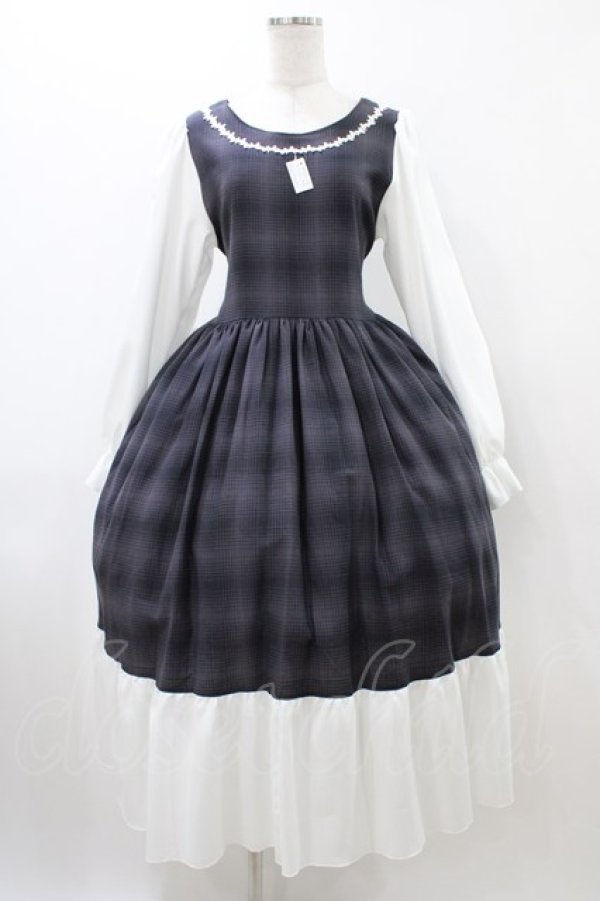 画像1: marcHenTica / チェックワンピース プリンセスサイズ/115cm丈 グレー H-25-12-16-1034-LO-OP-NS-ZH (1)