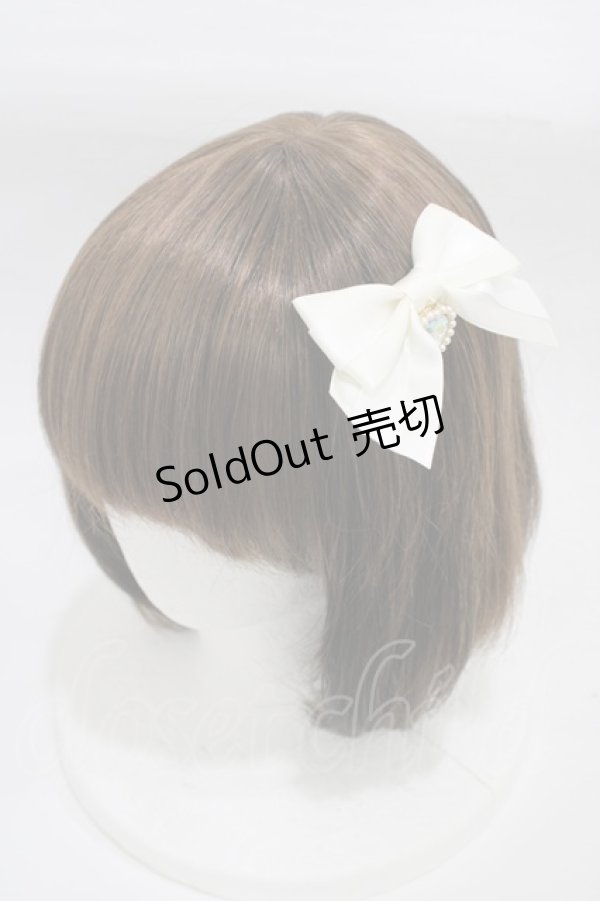 画像1: Amavel / ビジューリボン2wayブローチ  ホワイト H-25-12-16-1005-CA-AC-NS-ZH (1)