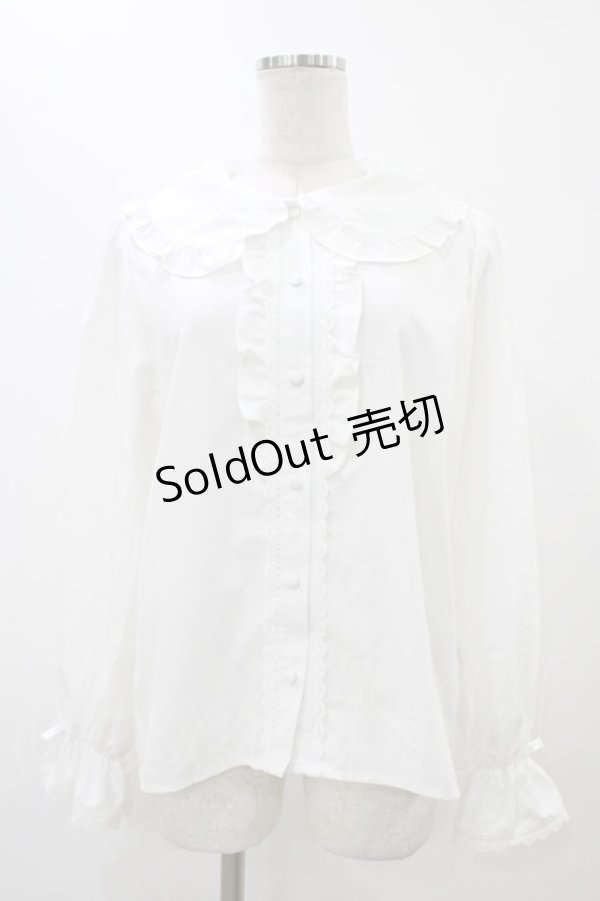 画像1: m petit by misako / AM マルエリフリルブラウス L ホワイト H-25-12-16-1056-LO-BL-NS-ZH (1)