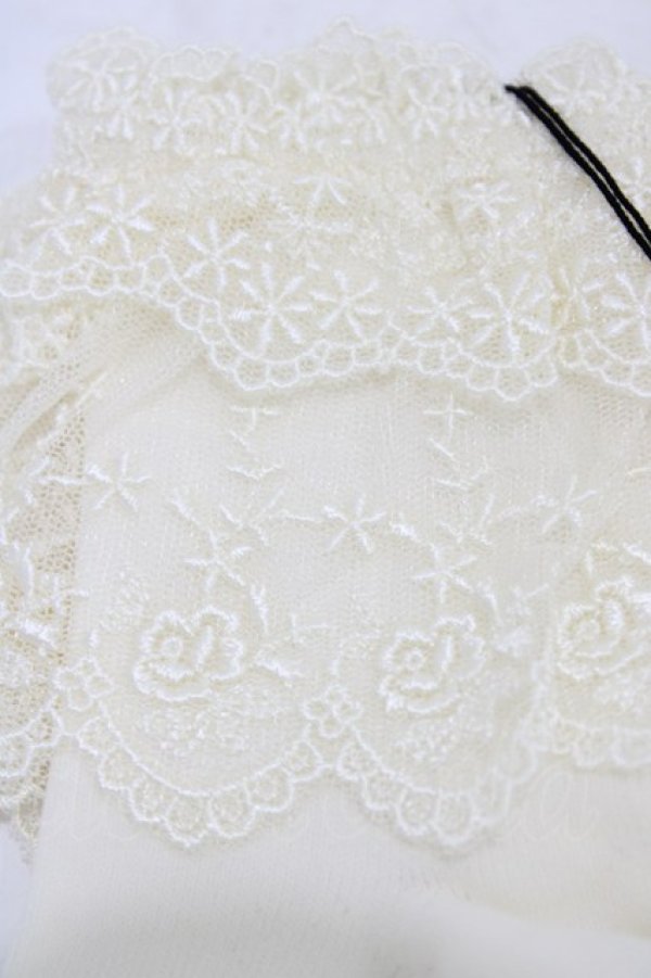 画像2: Innocent World / ダブルレースショートソックス  生成り H-25-12-16-1007-IW-ZA-NS-ZH (2)