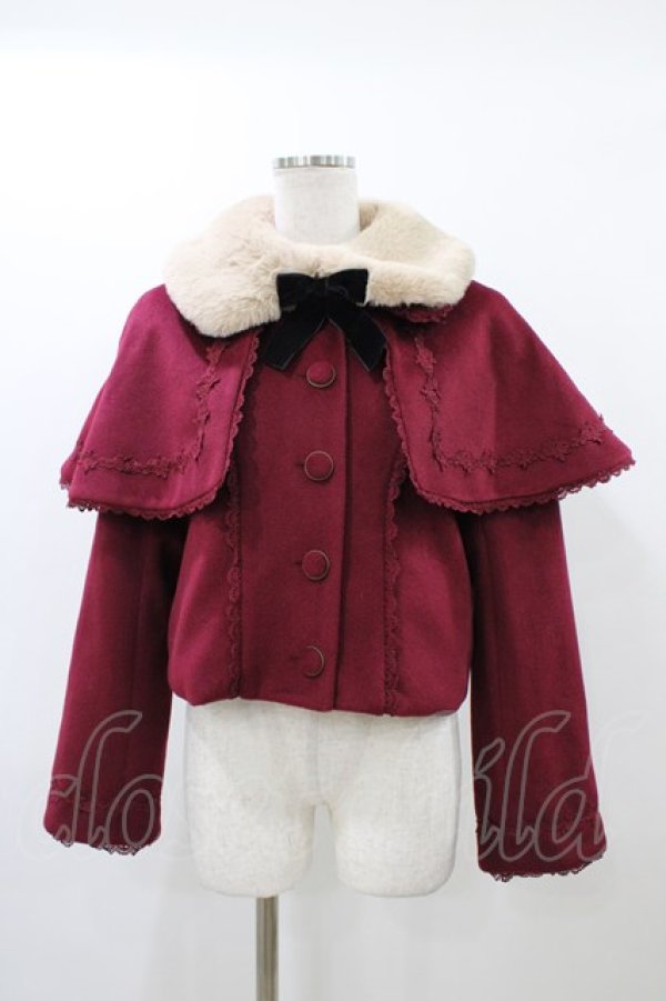画像1: axes femme kawaii / ケープ付ショートコート M ワイン H-25-12-16-1022-AX-CO-NS-ZH (1)