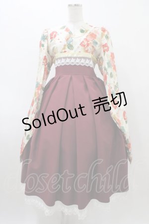 画像: marcHenTica / 大和撫子袴風ワンピース 表記なし 生成り/ボルドー H-25-12-16-1023-LO-OP-NS-ZH
