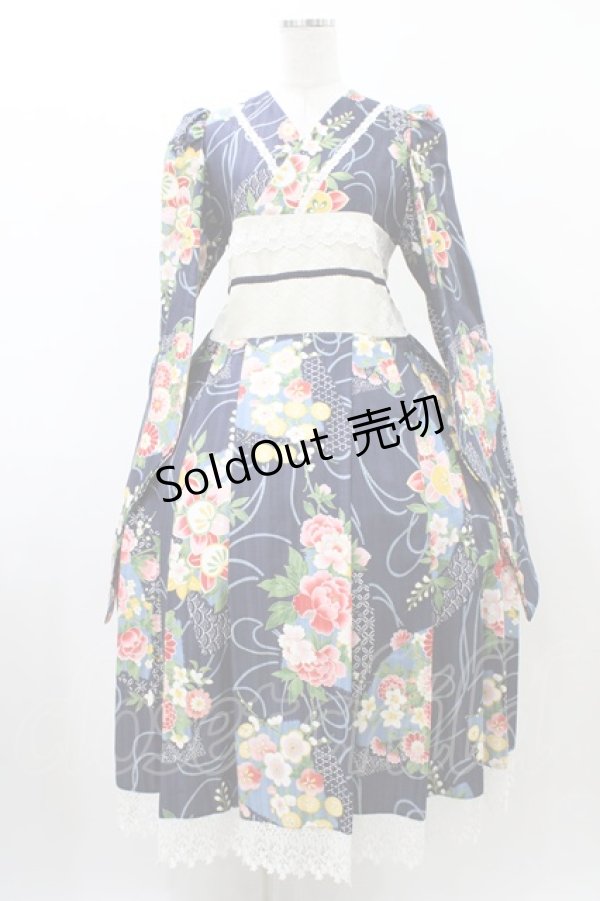 画像1: marcHenTica / 大和撫子ワンピース 表記なし ネイビー H-25-12-16-1024-LO-OP-NS-ZH (1)