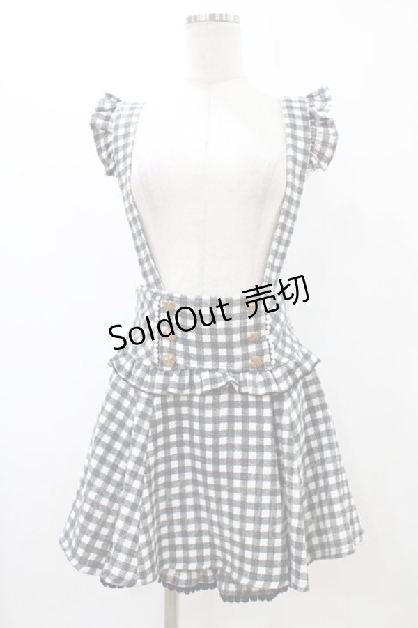 画像1: LIZ LISA / ギンガムツイードサスペンダー付スカパン Free ブラック H-25-12-16-1028-LO-PA-NS-ZH (1)