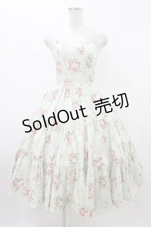 画像: K211148 / 薔薇柄タックジャンパースカート Free ミント H-25-12-16-1029-0-OP-NS-ZH